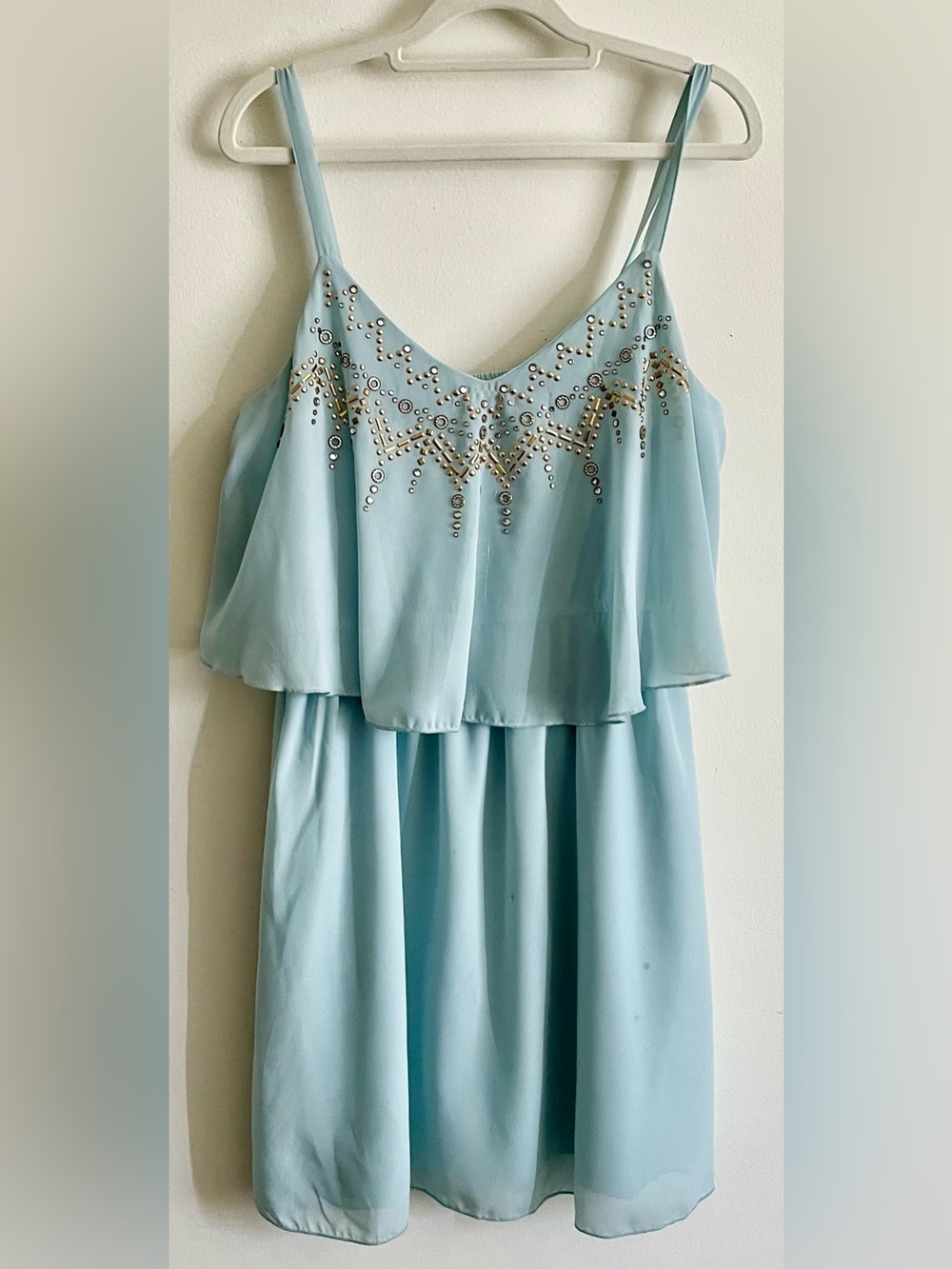 💎 Sequin Hearts Light Blue Mini Dress with Embellishments 💎